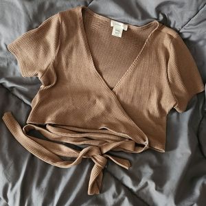 Cropped Chocolate Wrap Top